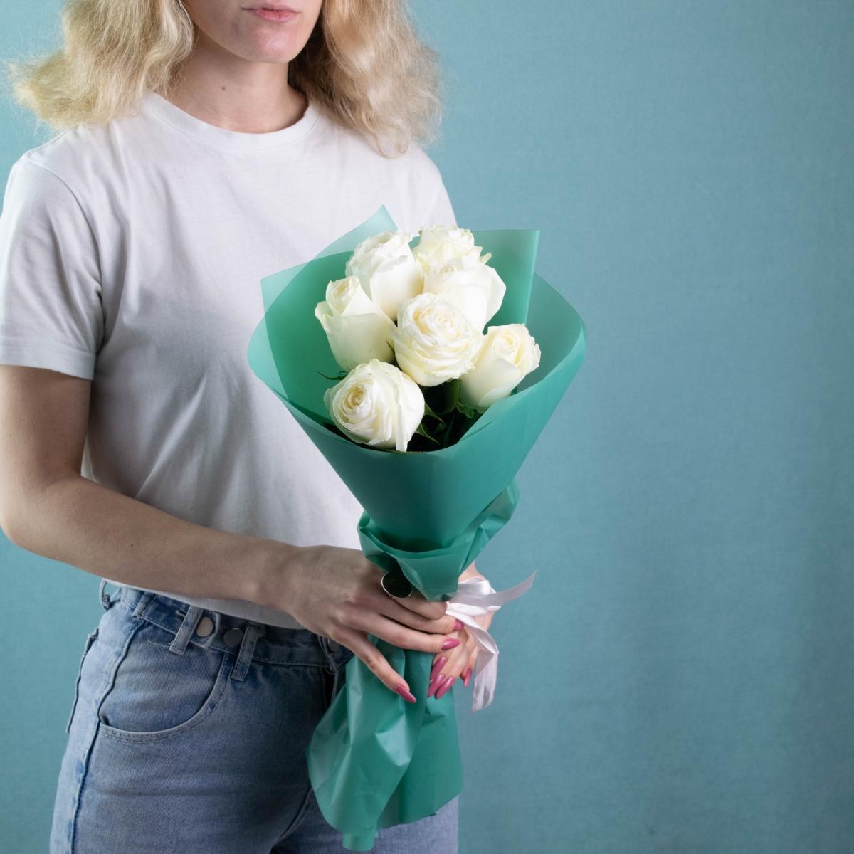 Розы премиум 40 см (Белые)