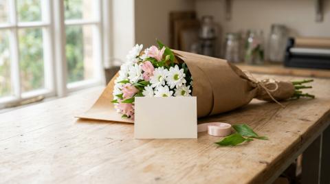 Четыре вопроса, и открытка к букету написана