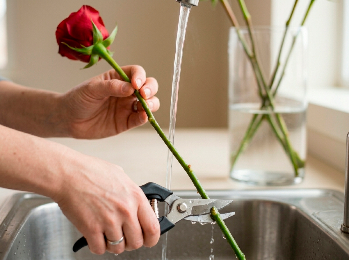 Правильная подрезка стеблей роз для длительного хранения