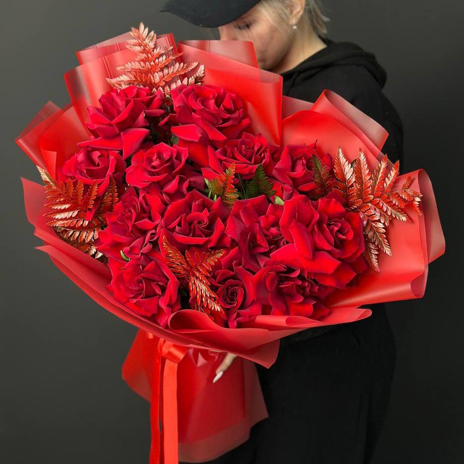 Букет французских роз с фисташкой