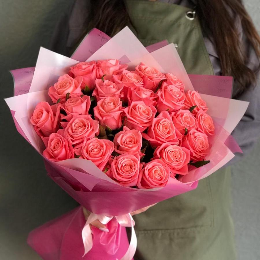 Розовые розы 50 см 25 шт. (Россия)  с доставкой по цене 4615 ₽ в .