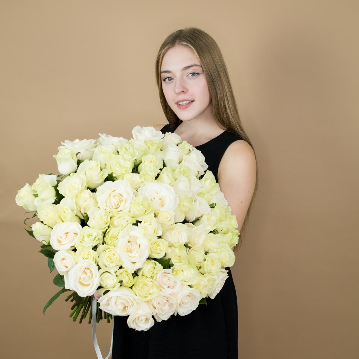 Букеты из белых роз 40 см премиум (Эквадор)