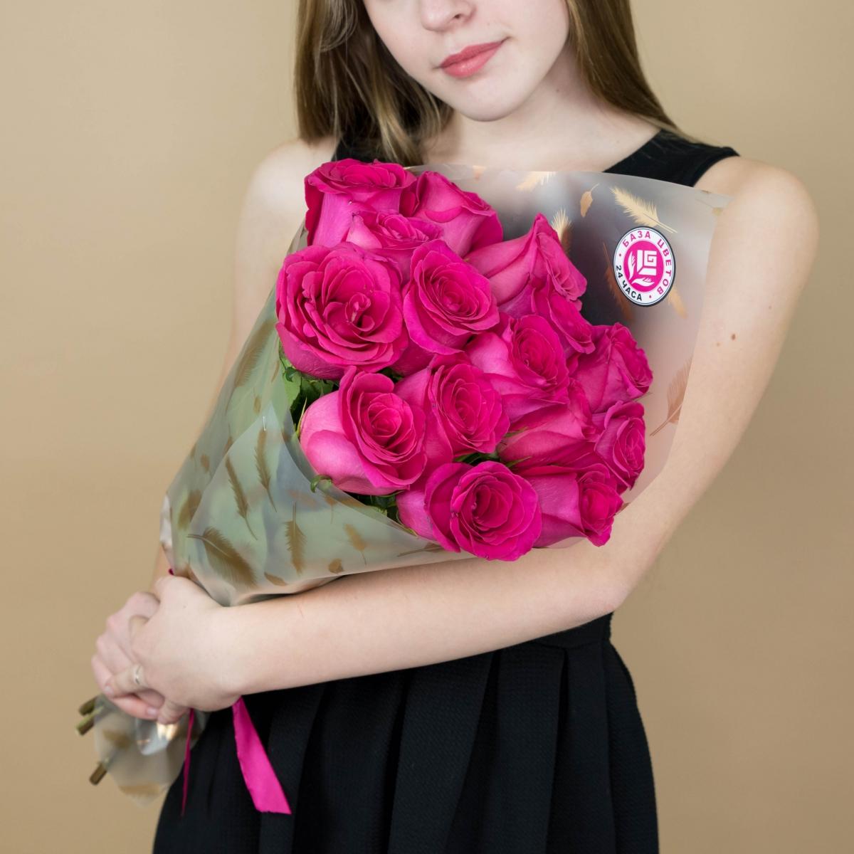 Букет из розовых роз 15 шт 40 см (Эквадор)