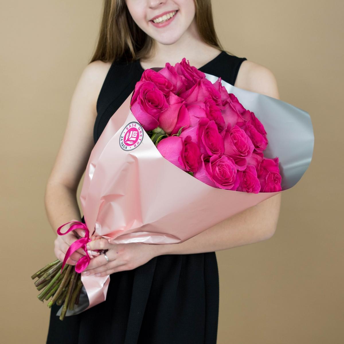 Букет из розовых роз 21 шт. (40 см)