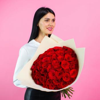 Розы Эквадор красные 51 шт. (60 см)