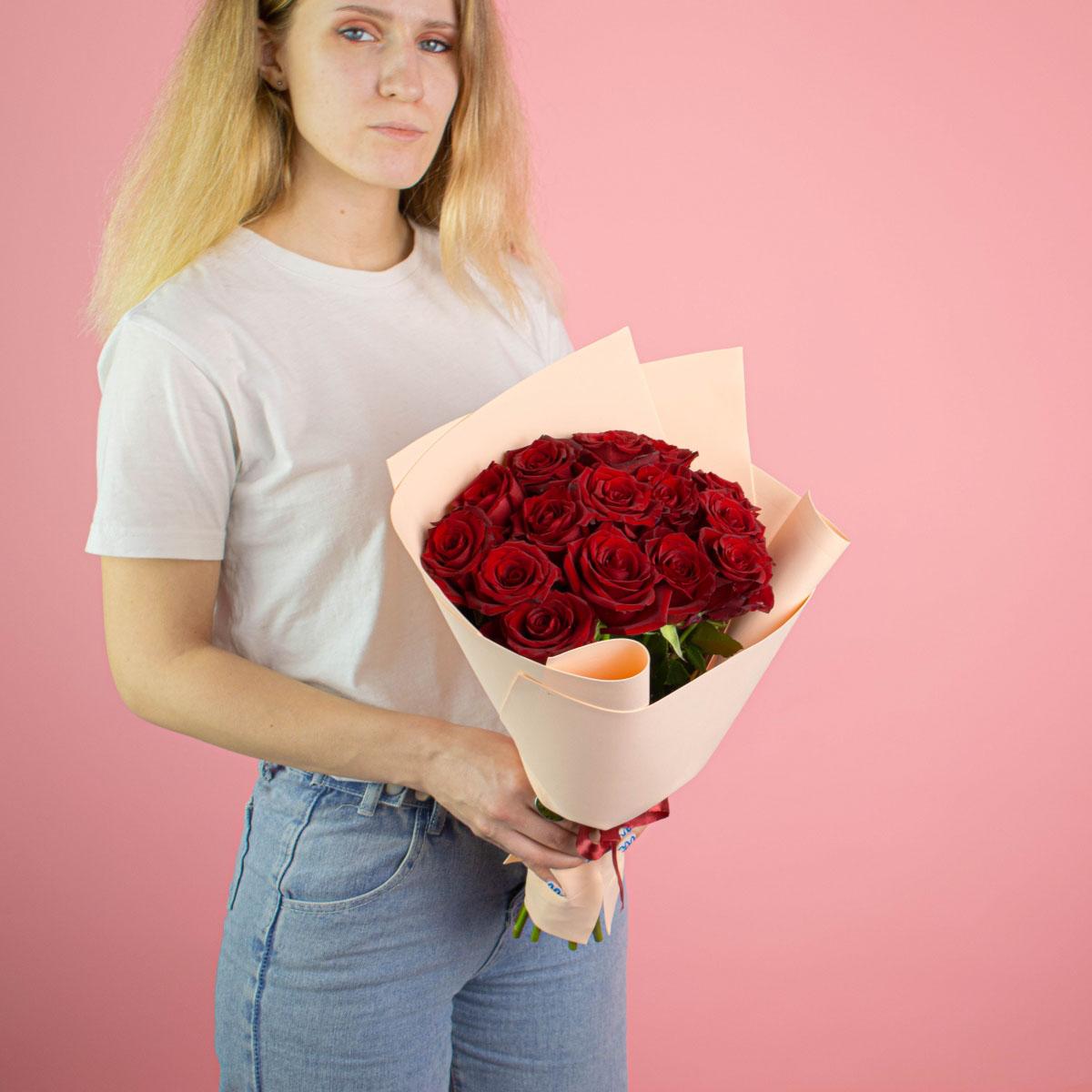 Розы премиум 40 см (Красные)