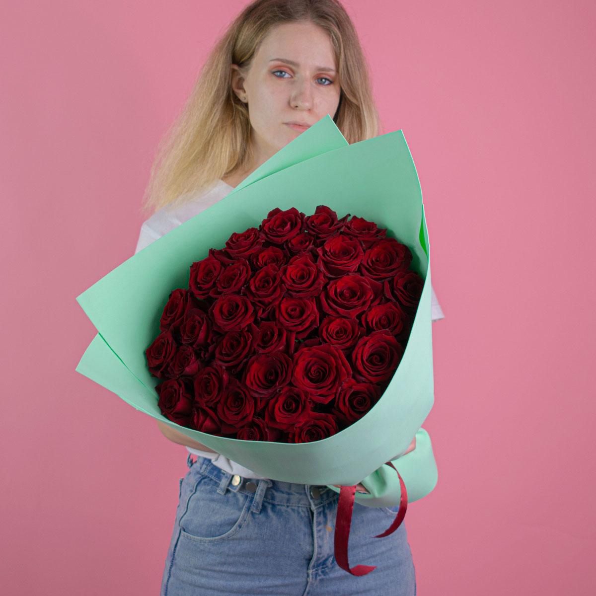 Розы премиум 40 см (Красные)