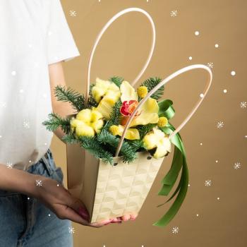 Новогодняя сумочка для цветов с нобилисом