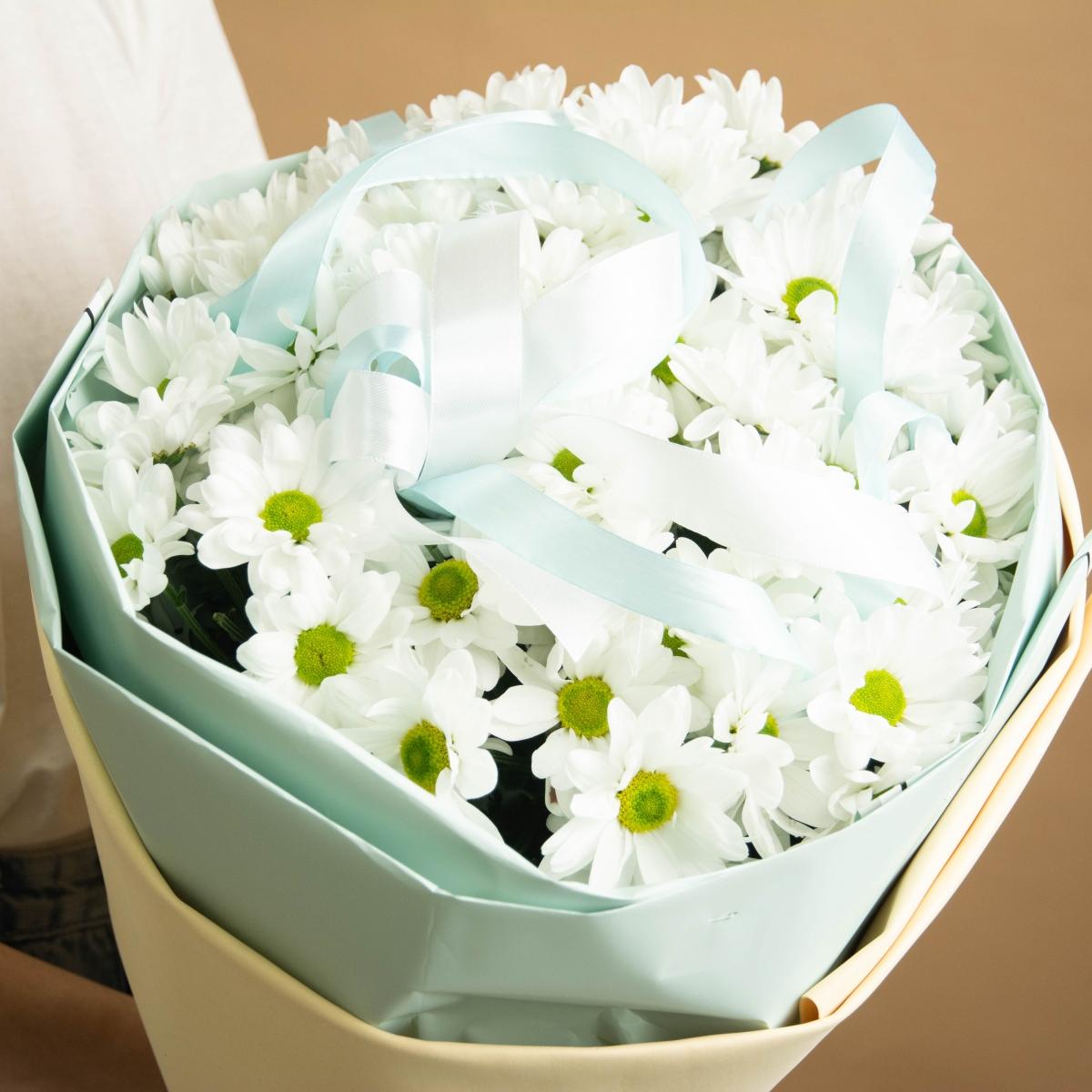 11 белых кустовых хризантем