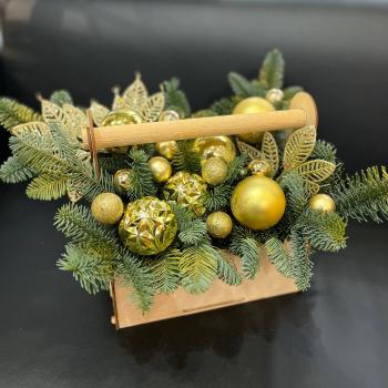 Композиция с нобилисом и украшениями в кашпо