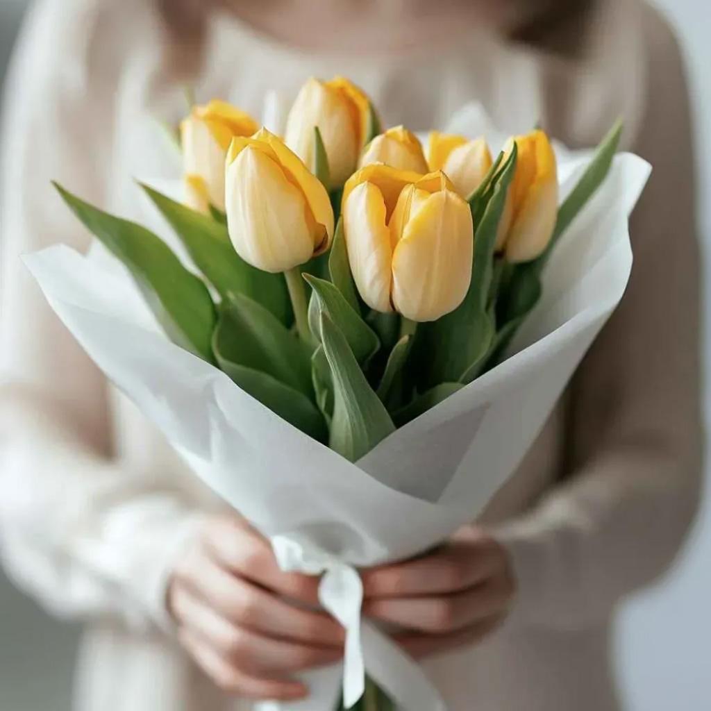 7 жёлтых тюльпанов