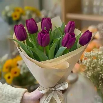 7 фиолетовых тюльпанов