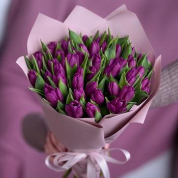 45 фиолетовых тюльпанов