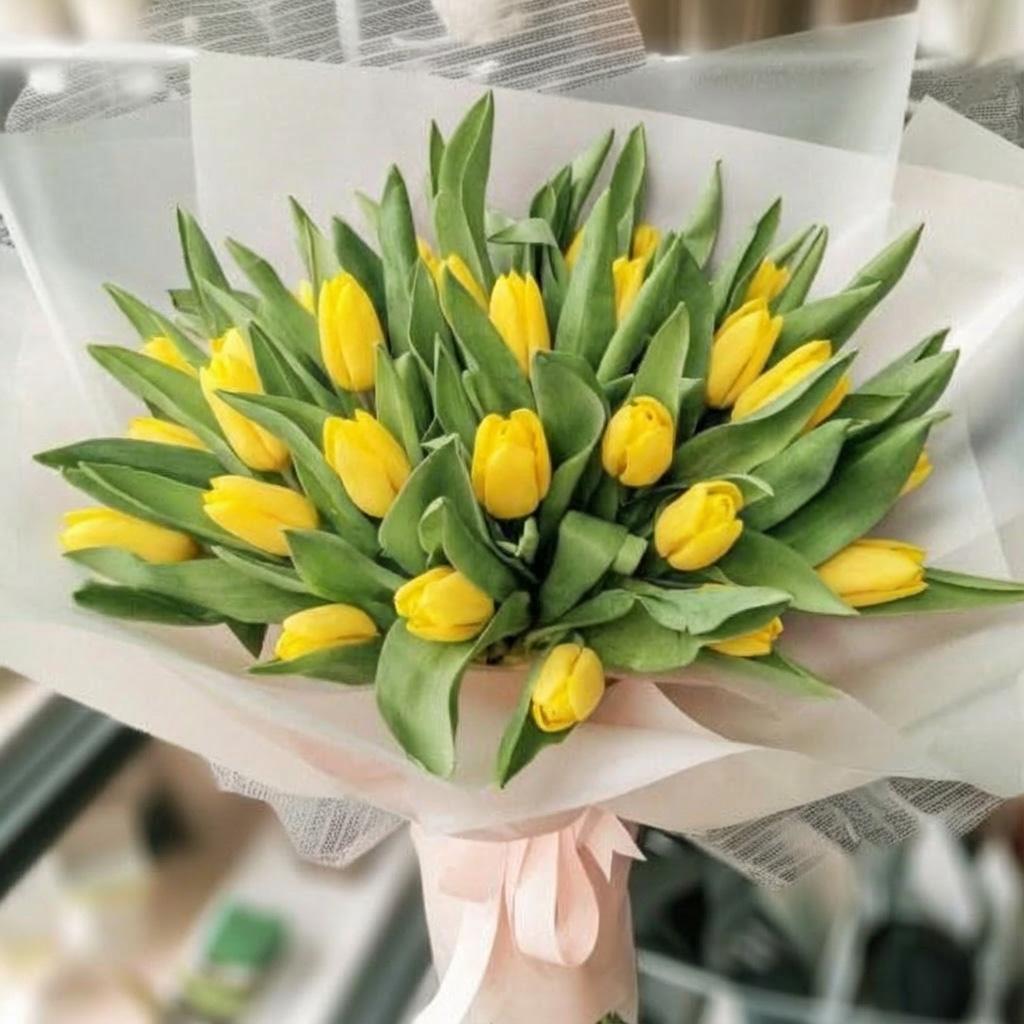 29 желтых тюльпанов