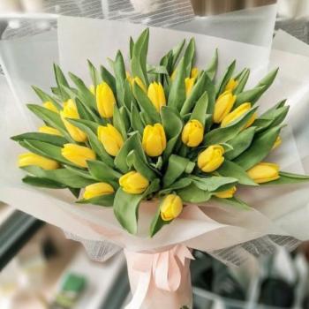 29 желтых тюльпанов