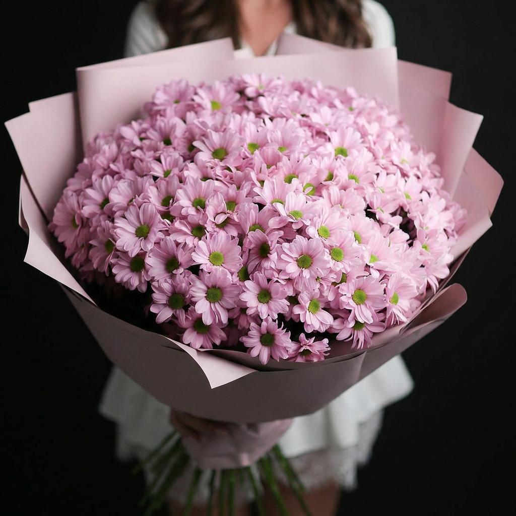 Букет из 25 розовых хризантем