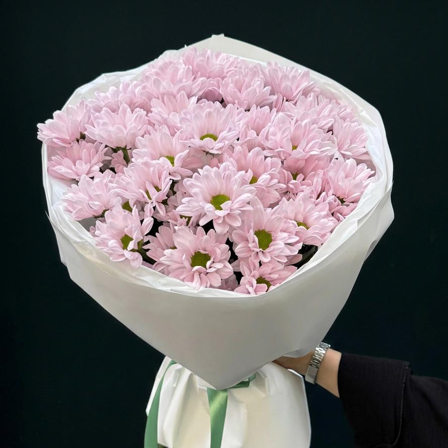 9 розовых хризантем