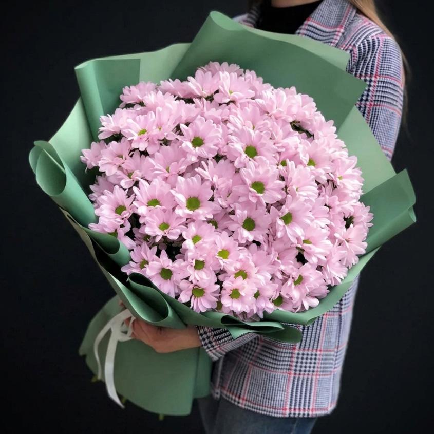 9 кустовых розовых хризантем