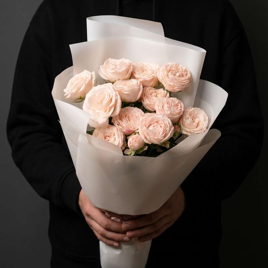 Букет из 3 розовых кустовых роз