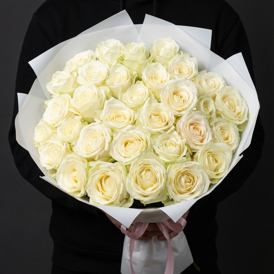 29 белых роз