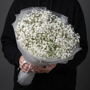 Белые гипсофилы в яркой упаковке