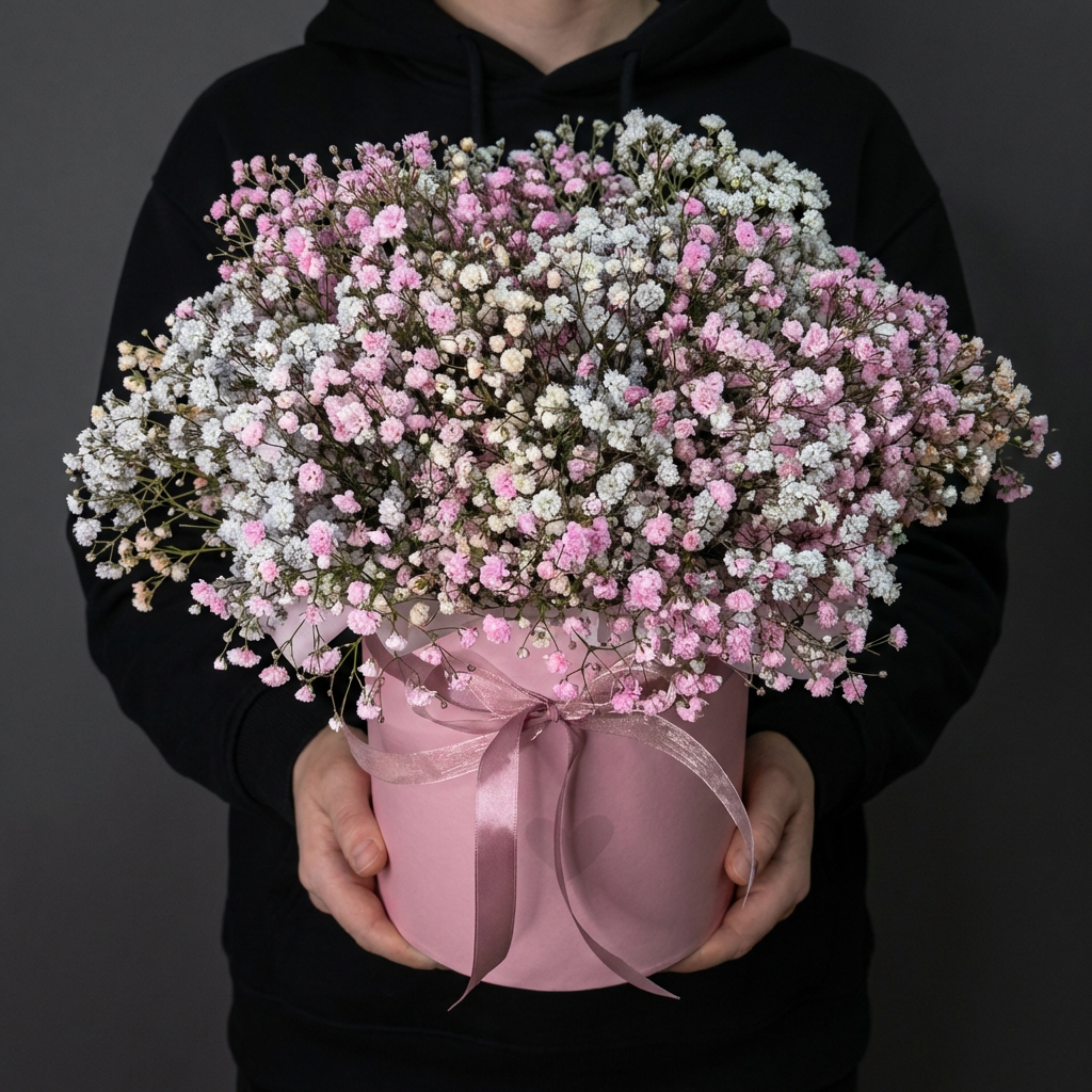 7 разноцветных гипсофил в коробке