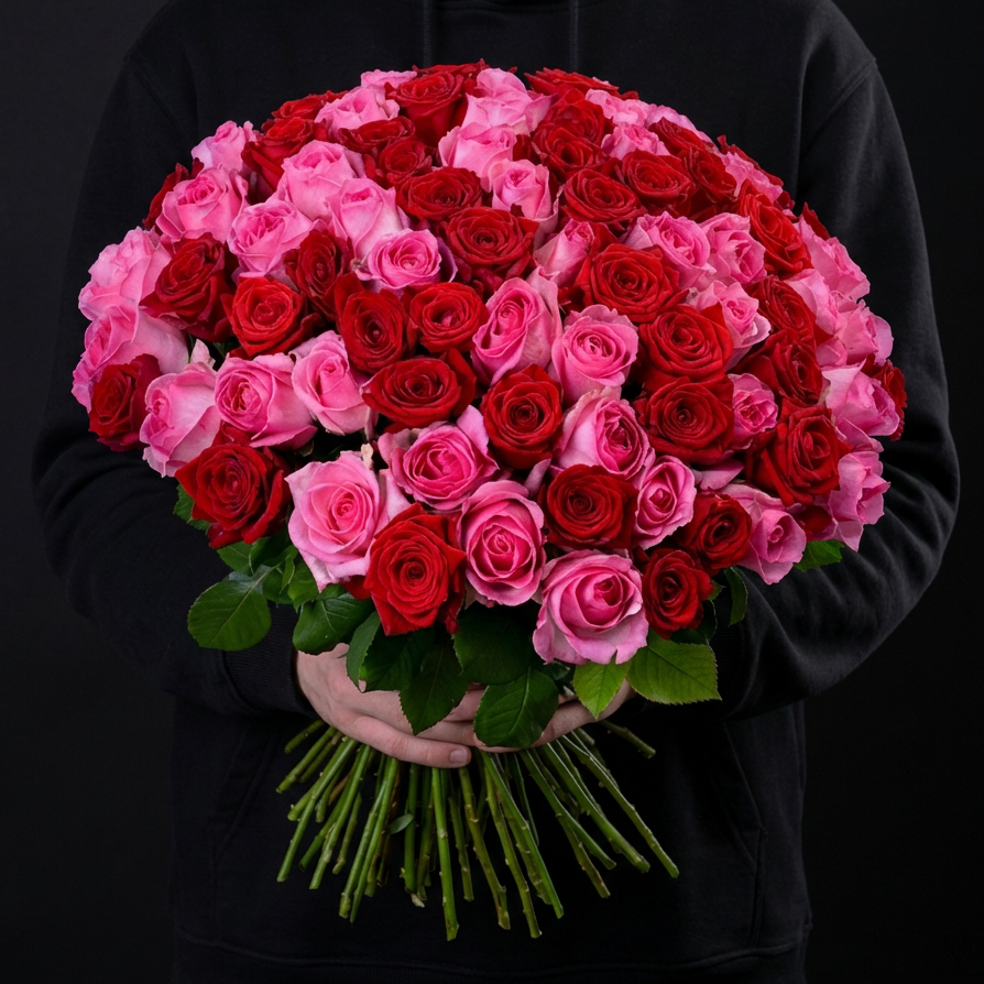 71 красная и розовая роза