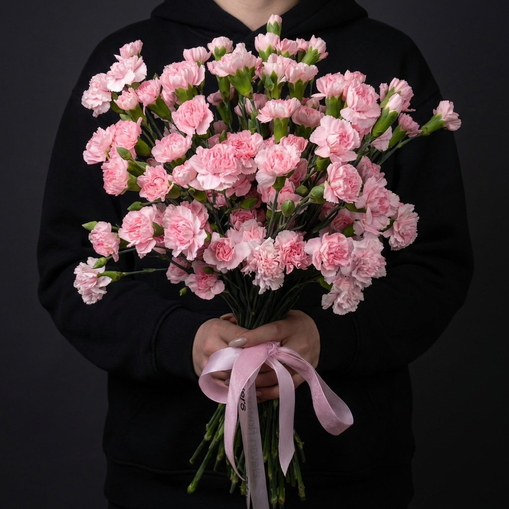 31 кустовая розовая гвоздика