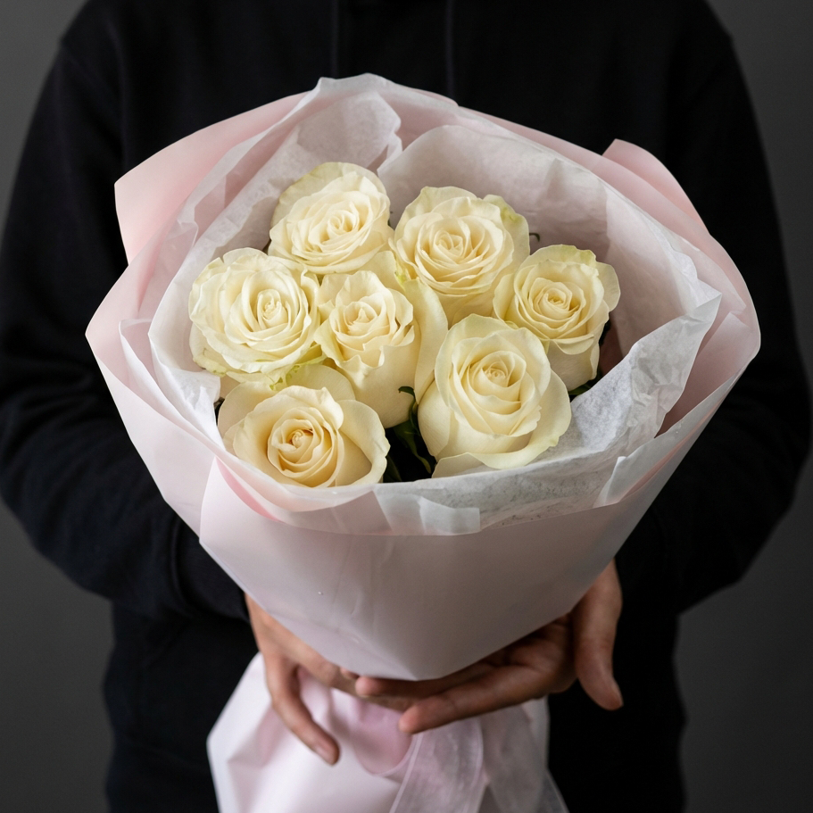 Букет из белых роз 60 см
