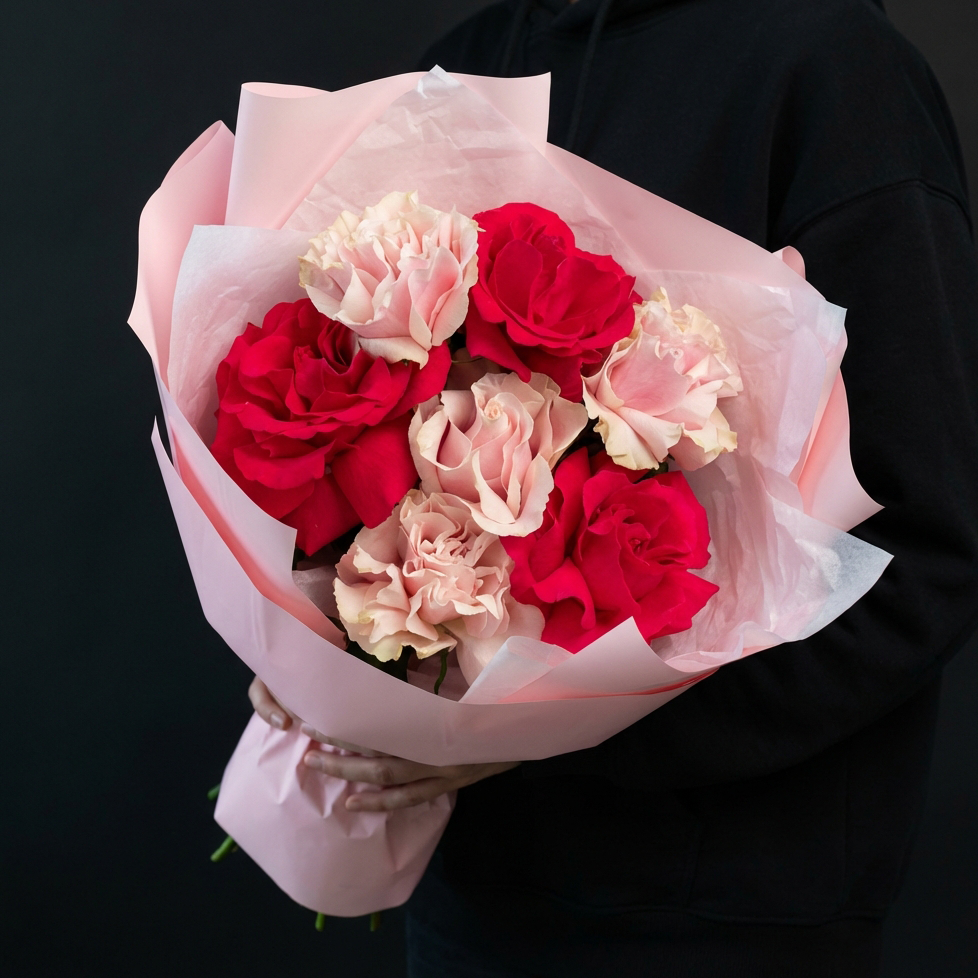 Букет розовых французских роз