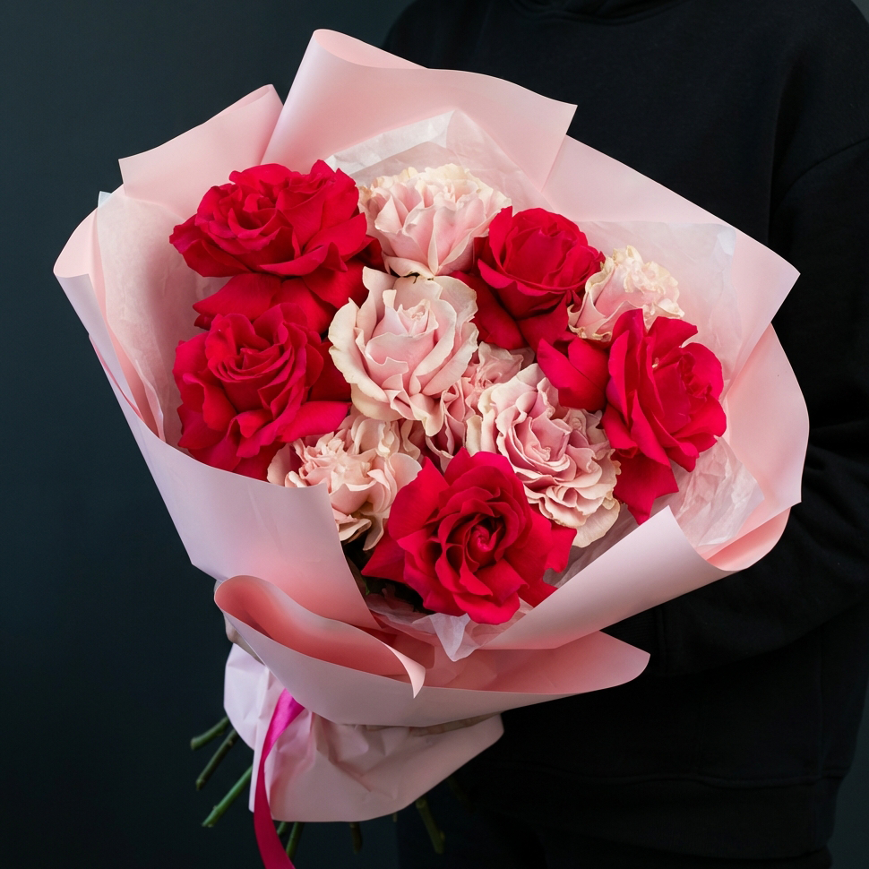 Букет розовых французских роз