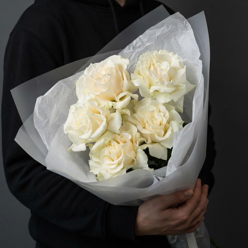 Букет белых французских роз