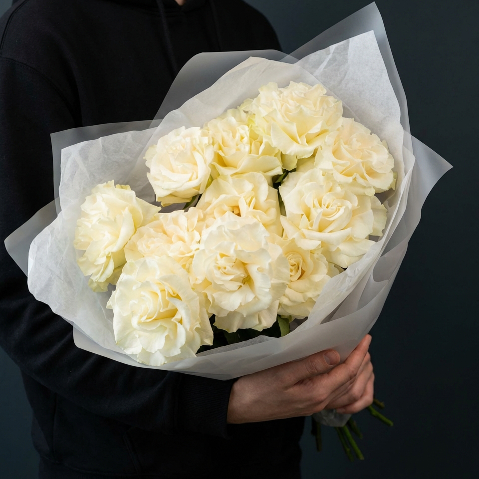 Букет белых французских роз