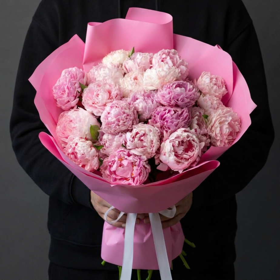 Букет с розовыми пионами