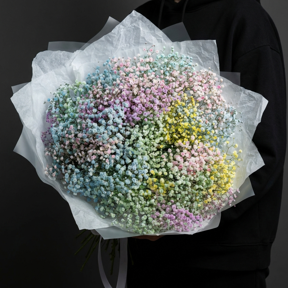 Букет из радужных гипсофил