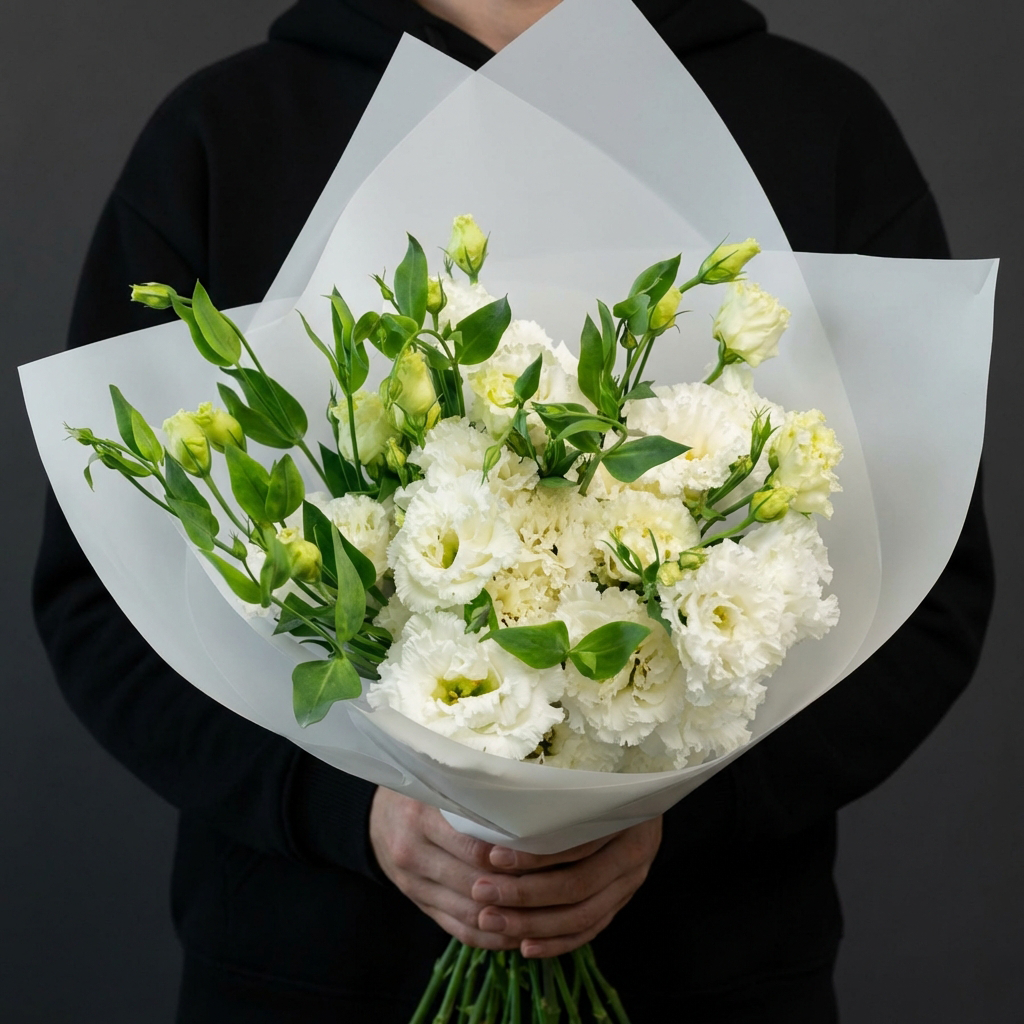 Букет из белых лизиантусов