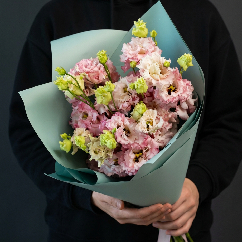 Букет из розовых лизиантусов