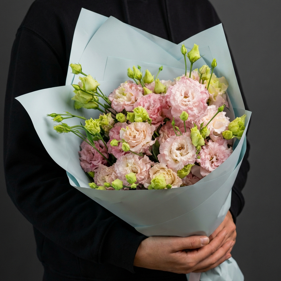 Букет из розовых лизиантусов