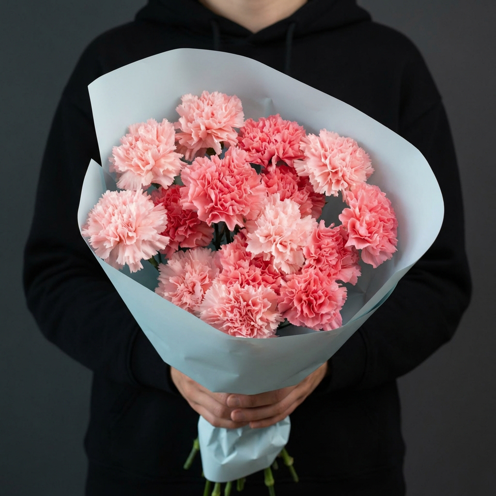 Букет из розовых гвоздик