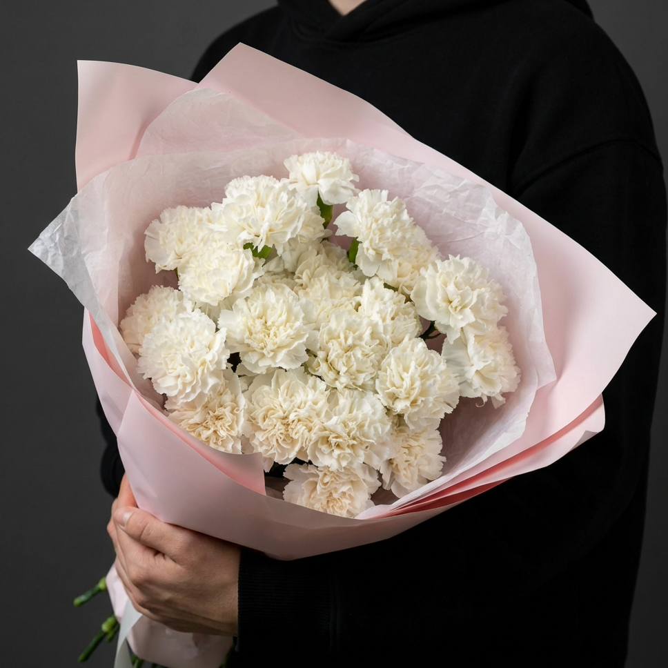 Букет с белыми гвоздиками