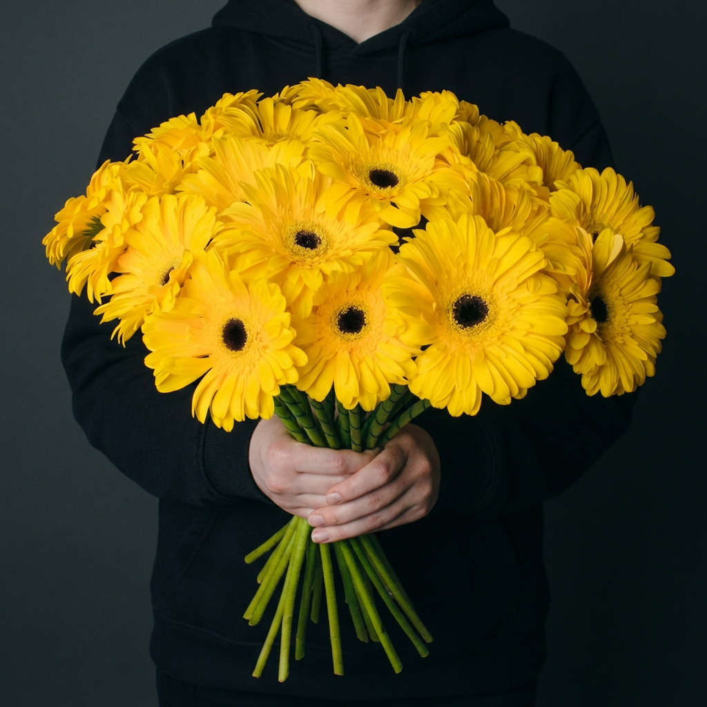 21 желтая гербера