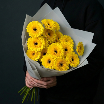 17 желтых гербер